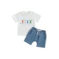 thumbnail image 1 of Baby Toddler Boy Easter Outfit 6 12 18 24 Months 2T 3T Rabbit Embroidery Short Sleeve T-shirt Solid Shorts 2 Piece Clothing Set, 1 of 9