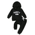 thumbnail image 1 of Baby Toddler Boy Fall Hooded Clothing Set 0 6 12 18 24 Months 2T 3T Letter Embroidery Long Sleeve Hoodie and Elastic Sweatpants 2 Piece Outfits, 1 of 9