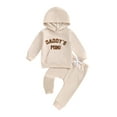 thumbnail image 1 of Baby Toddler Boy Fall Hooded Clothing Set 0 6 12 18 24 Months 2T 3T Letter Embroidery Long Sleeve Hoodie and Elastic Sweatpants 2 Piece Outfits, 1 of 9