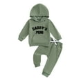 thumbnail image 1 of Baby Toddler Boy Fall Hooded Clothing Set 0 6 12 18 24 Months 2T 3T Letter Embroidery Long Sleeve Hoodie and Elastic Sweatpants 2 Piece Outfits, 1 of 9