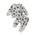 thumbnail image 1 of Baby Toddler Boy Fall Outfit 0 6 12 18 24 Months 2T 3T Cute Christmas Print Long Sleeve Sweatshirt and Elastic Pants 2 Piece Clothes Set, 1 of 9