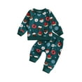 thumbnail image 1 of Baby Toddler Boy Fall Outfit 0 6 12 18 24 Months 2T 3T Cute Christmas Print Long Sleeve Sweatshirt and Elastic Pants 2 Piece Clothes Set, 1 of 9