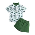 thumbnail image 1 of Baby Toddler Boy Outfits 2T 3T 4T 5T Clothes Summer Kids Pattern Short Sleeve Button Down Shirt Shorts Set, 1 of 7