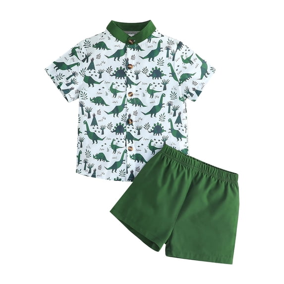 Baby Toddler Boy Outfits 2T 3T 4T 5T Clothes Summer Kids Pattern Short Sleeve Button Down Shirt Shorts Set