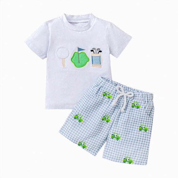 Baby Toddler Boy Outfits 2t 3t 4t 5t Clothes Summer Kids Pattern Short Sleeve Button Down Shirt & Shorts Set,Quick-Dry 3-4 Years