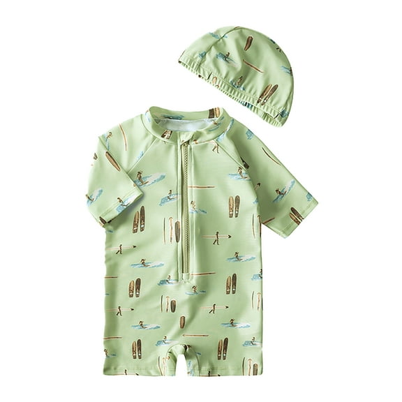 Baby/Toddler Boy Rash Guard Swimsuit Shorts Sleeve One Piece Zipper Swimwear Sunsuit Bathing Suit Beachwear,Z9-Green,12-24 Months