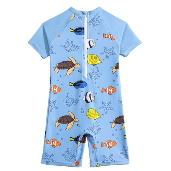 Baby/Toddler Boy Rash Guard Swimsuit Shorts Sleeve One Piece Zipper Swimwear Sunsuit Bathing Suit Beachwear,7Y(8-9 Years),A-Blue