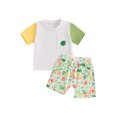 thumbnail image 1 of Baby Toddler Boy Shorts Set 6 12 18 24 Months 2T 3T 4T Short Sleeve T-shirts Tree Print Elastic Waist Shorts 2 Piece Summer Outfit, 1 of 9