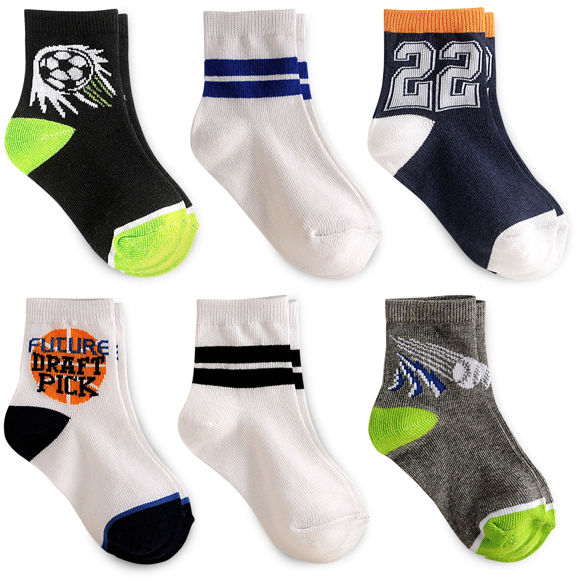 Baby Toddler Boy Sports Crew Socks, 6-Pack - Walmart.com