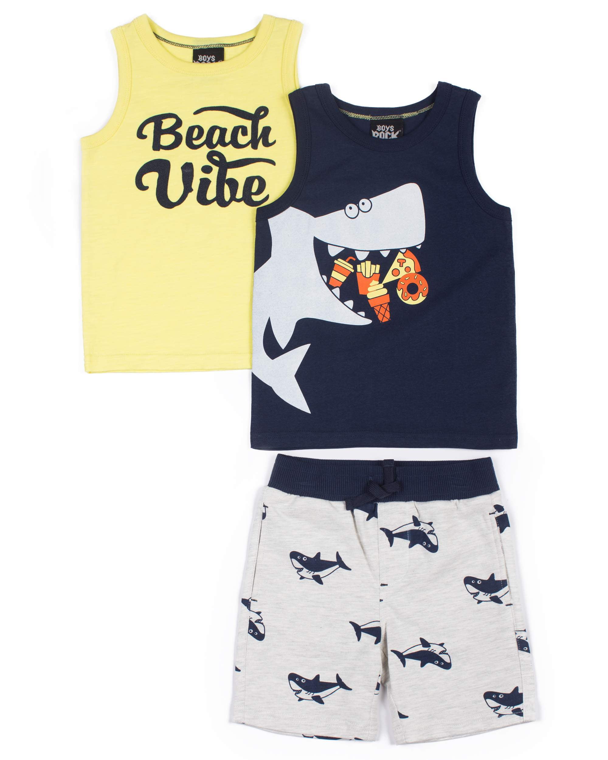 Baby Toddler Boy Tank Tops & French Terry Shorts, 3pc Outfit Set