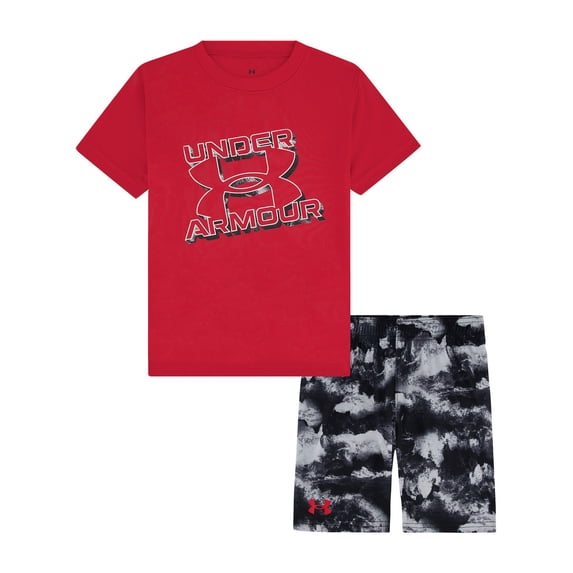 Baby & Toddler Boy Under Armour UA Tech Printed Short Sleeve Top & Shorts Set Color: Red Size: 4T