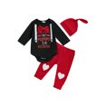 thumbnail image 1 of Baby Toddler Boy Valentine's Day Outfits 3 6 12 18 Months Letter Print Long Sleeve Romper with Heart Pants Hat 3 Pcs Clothing Set, 1 of 9
