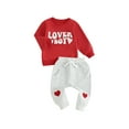 thumbnail image 1 of Baby Toddler Boy Valentine's Day Outfits Sets 6 12 18 24 Months 2T 3T Letter Embroidery Long Sleeve Sweatshirt and Elastic Pants for Toddler Fall Clothes, 1 of 9