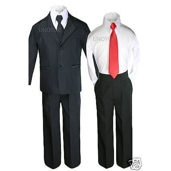 Baby,Toddler & Boy Wedding Party Holiday Formal 6 pc Tuxedo Suit Black sz: 2T-20