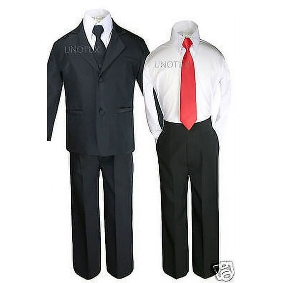 Baby,Toddler & Boy Wedding Party Holiday Formal 6 pc Tuxedo Suit Black sz: 2T-20