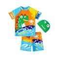 thumbnail image 1 of Baby Toddler Boys 3-Piece Swimsuit Set Short Sleeve Swimwear Dinosaur Pattern Bathing Suit with Hat Sunsuits, 1 of 8