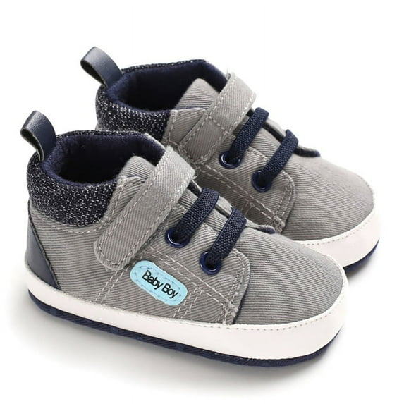 Baby Toddler Boys Anti-Slip Crib Shoes Sneakers Toddler Kids Fashion Soft Soled First Walkers Strap Shoes,Gray,0-6M