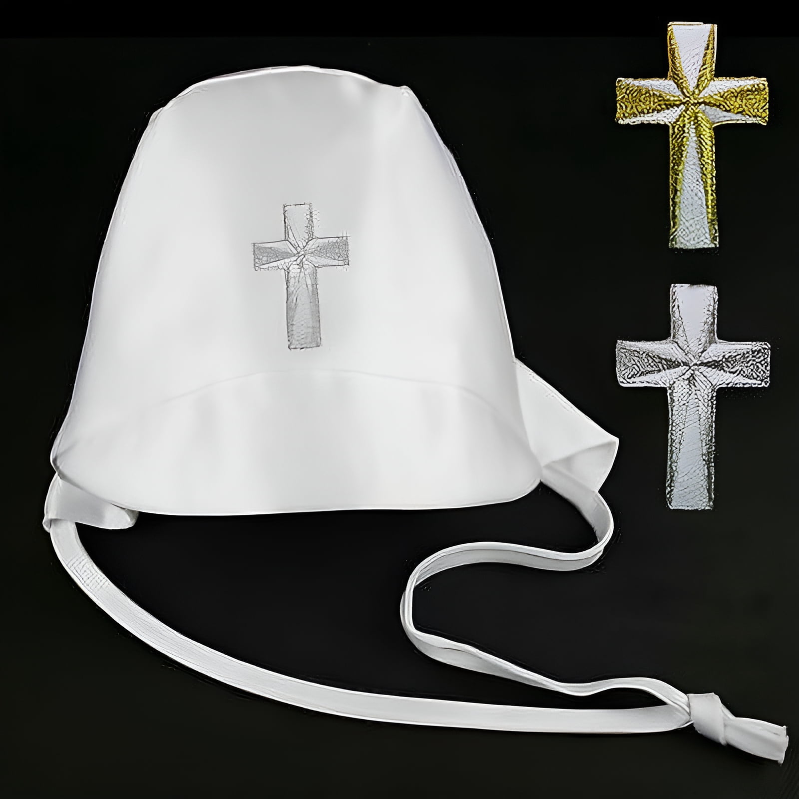 Baptization Hat Baby Toddler Boys Christening Baptism White Hat Gold Silver Embroidered ...