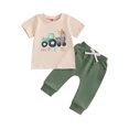 thumbnail image 1 of Baby Toddler Boys Easter Outfit 6 12 18 24 Months 2T 3T Summer Letter Print Short Sleeve T-Shirt and Elastic Pants Cute Clothes Set, 1 of 9