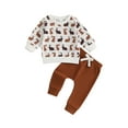 thumbnail image 1 of Baby Toddler Boys Easter Outfit Sets, 3 6 12 18 24 Months 2T 3T Long Sleeve Crew Neck Bunny Print Sweatshirt with Elastic Waist Sweatpants Infant Clothes Set, 1 of 9