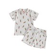 thumbnail image 1 of Baby Toddler Boys Easter Outfits 3 6 12 18 24 Months 2T 3T Carrot Stripe Print Short Sleeves T-Shirt and Elastic Shorts Set for 2 Piece Clothes Set, 1 of 9