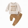 thumbnail image 1 of Baby Toddler Boys Fall Clothing Set Boy Fall/Winter Solid Color Long Sleeve Drawstring Pants 12 18 24 Months 2T 3T 4T Everyday Outfit 2Pcs, 1 of 7