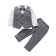 thumbnail image 1 of Baby Toddler Boys Gentleman Outfit Suit Set with Detachable Tie(infant Boys-little Boys),Gray,3-4 Years, 1 of 5