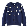 thumbnail image 1 of Baby Toddler Boys Girls Cardigan Sweaters Button Up Long Sleeve Knit Flower Embroidery Jackets Outwear Tops for Gifts,Navy,7 Years, 1 of 5