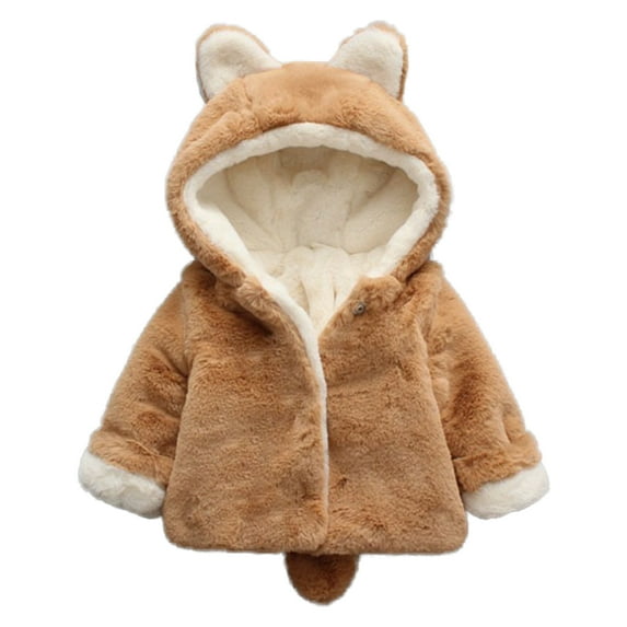 Baby Toddler Boys Girls Loose Fleece Hooded Jackets Long Sleeve Winter Warm Coats Outwear