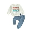 thumbnail image 1 of Baby Toddler Boys Pants Clothing Set, 0 6 12 18 24 Months 2T 3T Long Sleeve Crew Neck Letters Print Sweatshirt with Elastic Waist Sweatpants Infant Clothes, 1 of 9