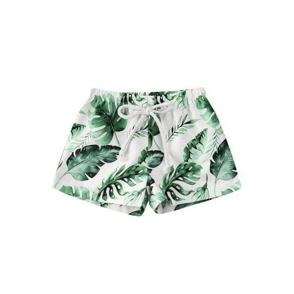 Baby Toddler Boys Printed Swim Shorts Bathing Suit Beach Pool Boy Swim Trunks (Palm Leaves, 3T)