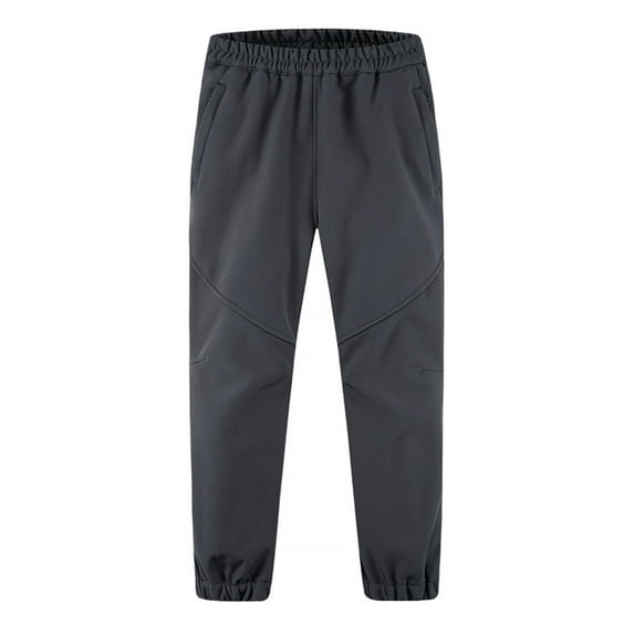 Toddler Boy Pants Boys Girls Fashion Plush Solid Color Keep Warm Windproof Water Proof Outdoor Hiking Ski Pants New Full Length Pants Dark Gray 11T
