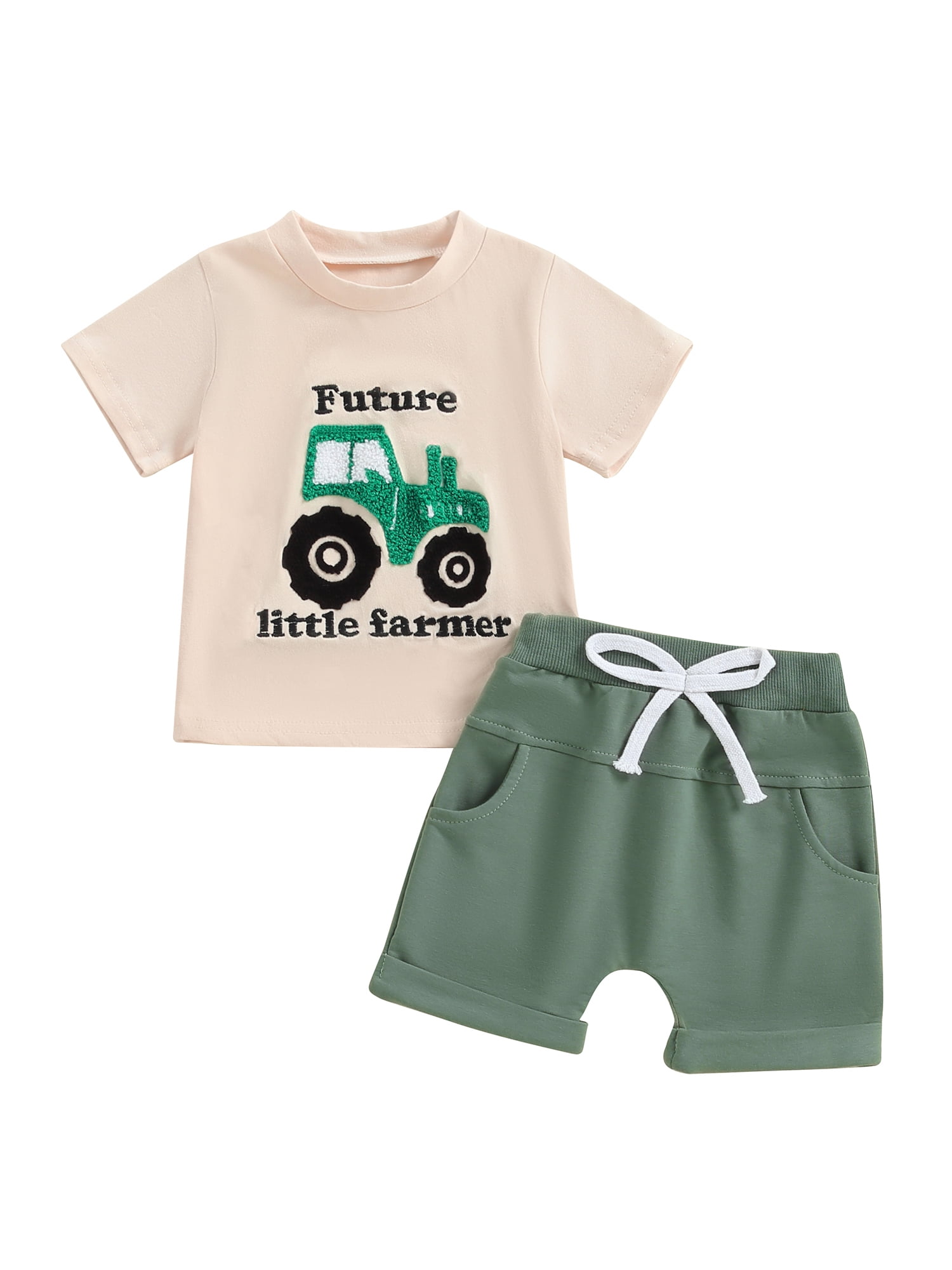 Baby Boys Mint Green Bear Cartoon Summer 2-Piece Shorts Set