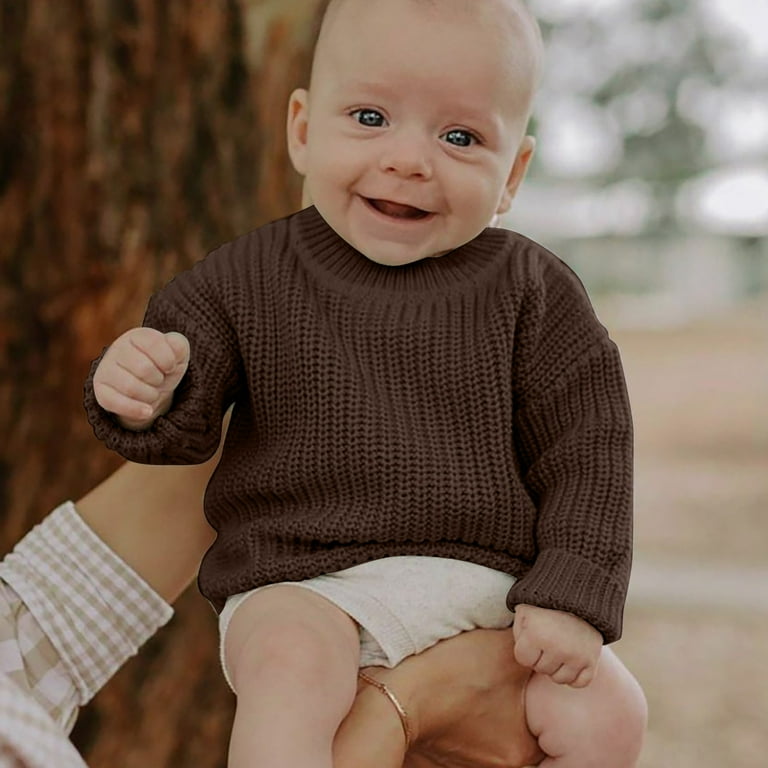 Baby Toddler Boys Sweater Knit Sweater Cardigan Crewneck Long