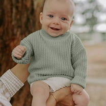 Baby Toddler Boys Sweater Knit Sweater Crew Neck Long Sleeve Solid Pullover Oversized Pullover Fall Winter Warm Clothes for Size 3-4