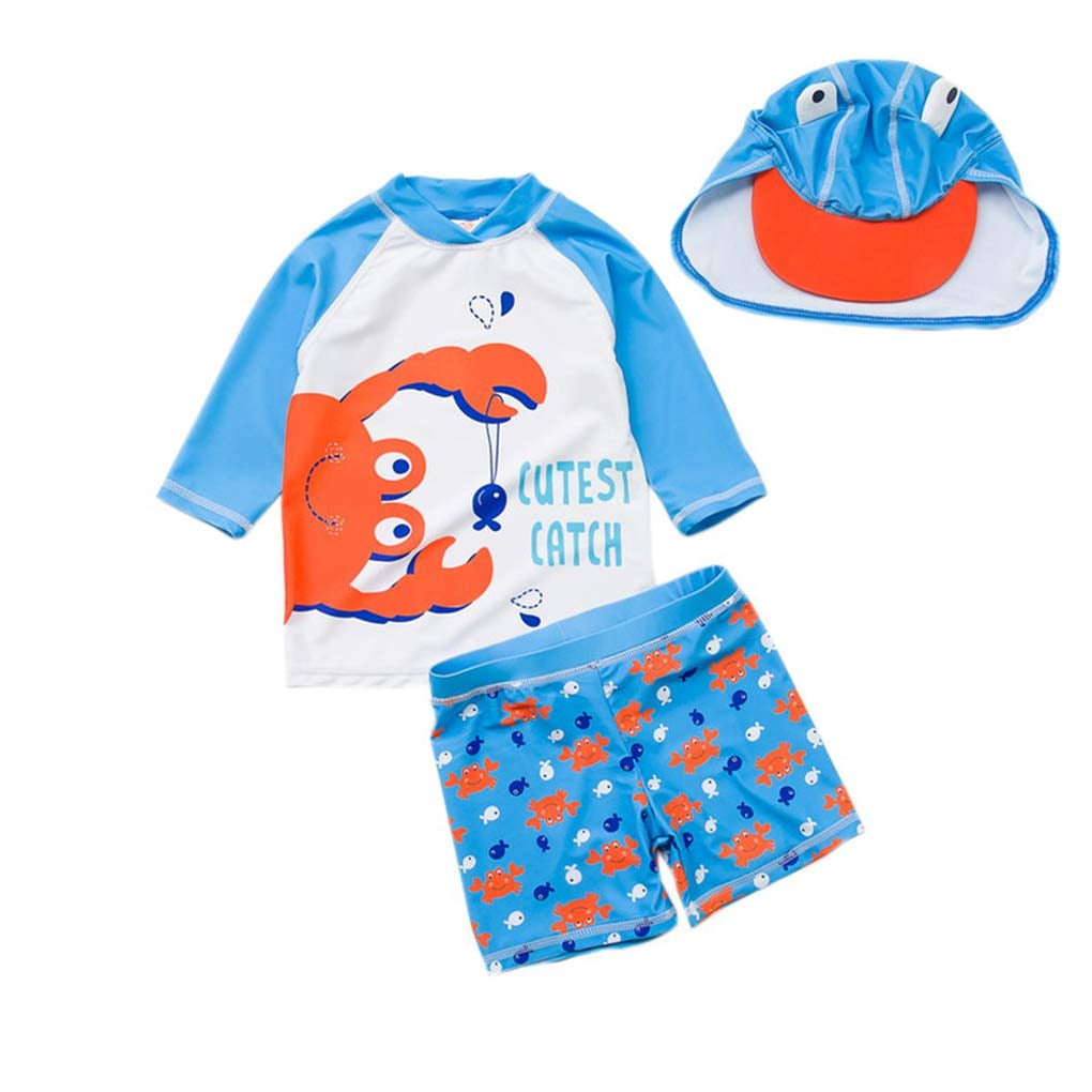 Baby Toddler Boys Two Pieces Swimsuit Set Swimwear Crab Bathing Suit