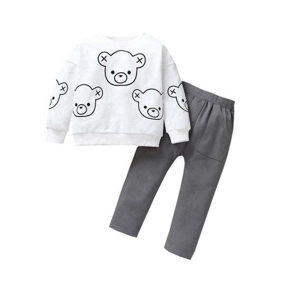 Baby Toddler Boys Winter Sweatshirt with Pants Outfit Set