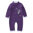 thumbnail image 1 of Baby Toddler Chinese Traditional Crane Design Long Sleeve Romper (100/3-4 Years, Purple), 1 of 3