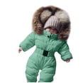 thumbnail image 1 of Baby Toddler Coat Bodysuit Boys Girls Winter Long Sleeve Solid Outwear Jumpsuit Warm Coat Hooded Romper Jacket, 1 of 4