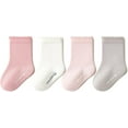 thumbnail image 1 of Baby & Toddler Cotton Crew Socks 4-Pack for 1-6 Years Boys Girls - Breathable Everyday Kids Ankle Socks, 1 of 5