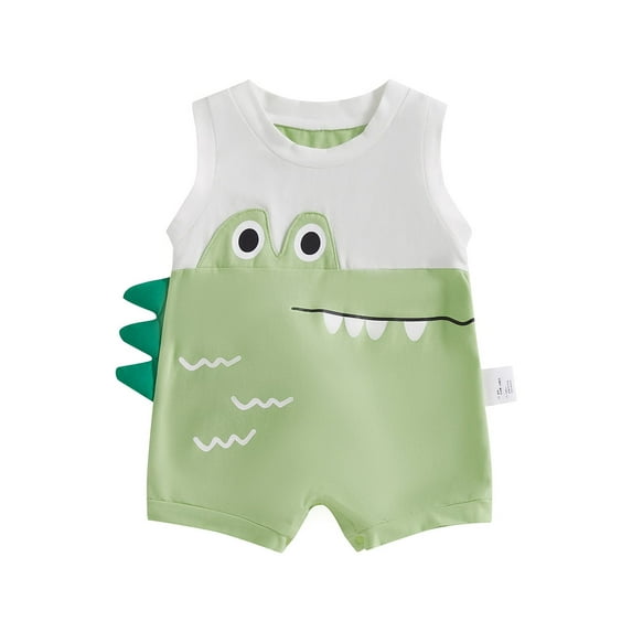 Baby Toddler Dinosaur Tank Romper 3 6 9 12 18 24 months Cute Sleeveless Bodysuit with Tail Casual Summer Clothes