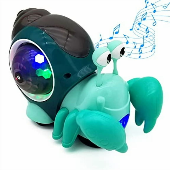 Baby Toddler Electric Crab Cute Electronic Animal Vehicle Car Toy Crawl,Play Music,Luminous Light Kids Birthday (Green)