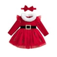 Baby Toddler Girl 2Pcs Christmas Dresses + Headband Clothes Set, 3 6 12
