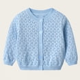 thumbnail image 1 of Baby Toddler Girl Boy Button Down Hooded Cardigan Winter Warm Sweater Long Sleeve Jumpers Coats Knitted Clothes Blue 9-10 Years, 1 of 6
