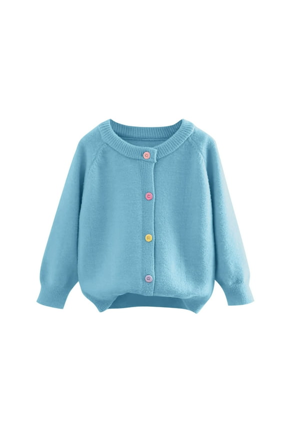 Baby Toddler Girl Cardigan Warm Sweater Long Sleeve Cottons Coats Knitted Clothes Kids Solid Color Knitwear Sweatshirt Children Jersey Cardigan Outerwear 2-11 Years