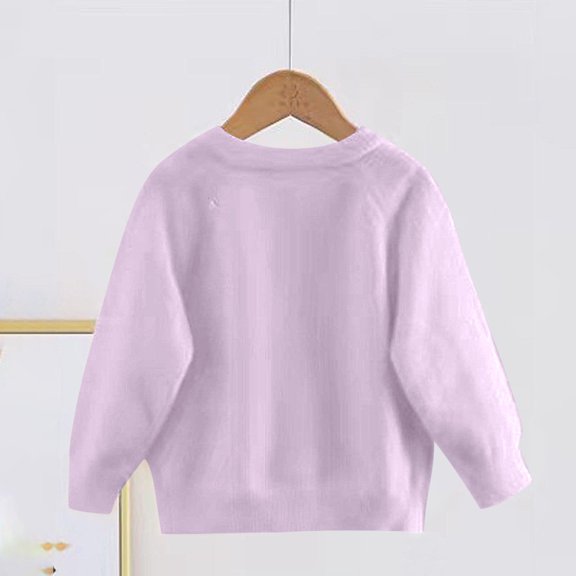 Baby Toddler Girl Cardigan Warm Sweater Long Sleeve s Coats Knitted Clothes Kids Solid Color Knitwear Sweatshirt Children Jersey Cardigan Outerwear 2-11 Years