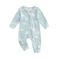 thumbnail image 1 of Baby Toddler Girl Easter Casual Jumpsuit 3 6 12 18 Months Long Sleeve Oblique Zipper Bunny Print Romper, 1 of 9