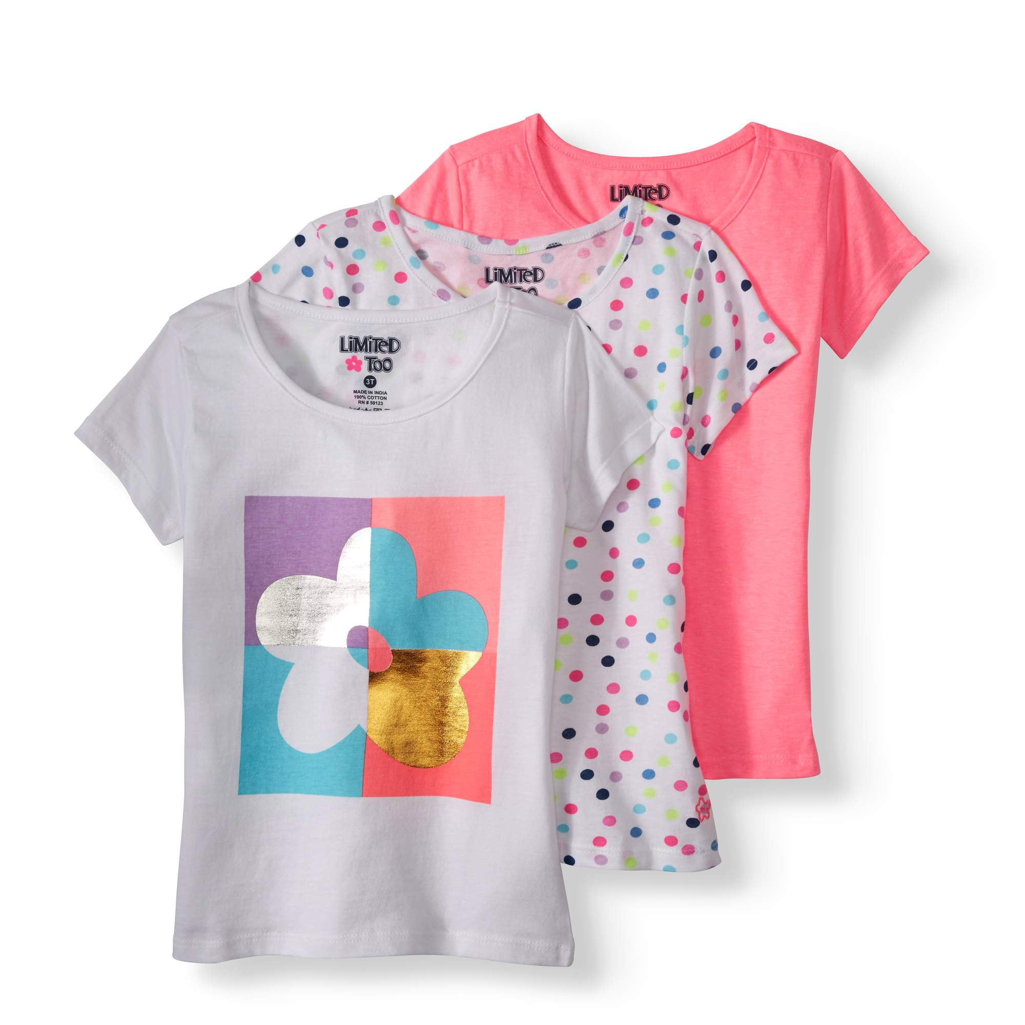 Baby Toddler Girl Graphic Tshirts, 3pack