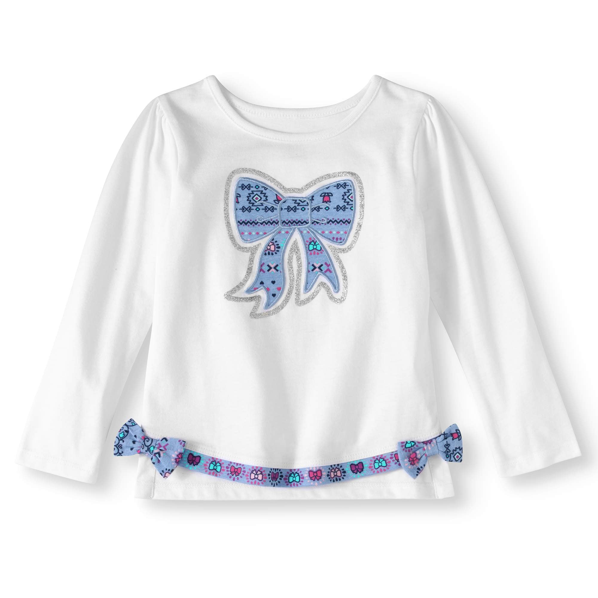 Baby Toddler Girl Long Sleeve Top With Print Band and Bow