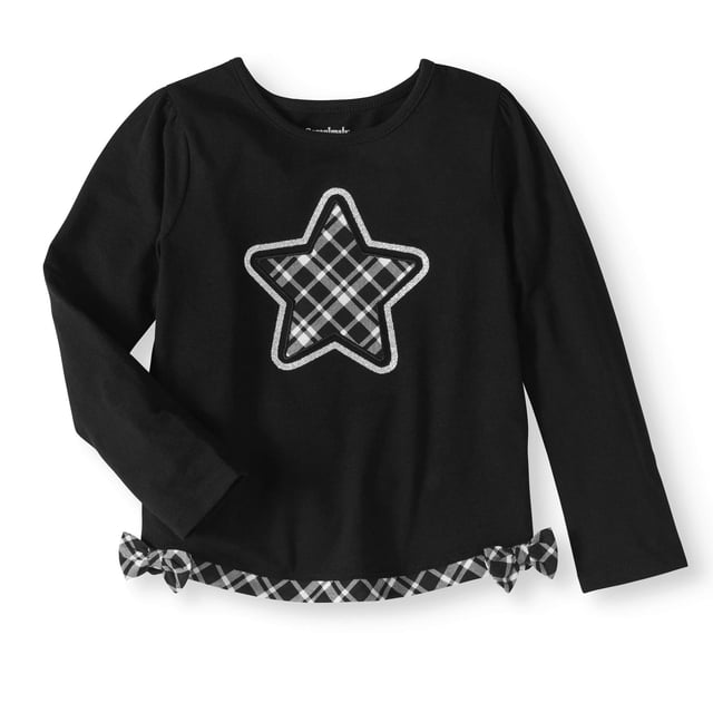 Baby Toddler Girl Long Sleeve Top With Print Band and Bow